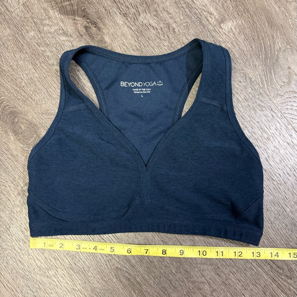 Beyond Yoga Large Spacedye Lift Your Spirits Racerback Sports Bra Nocturnal Navy - Picture 10 of 10